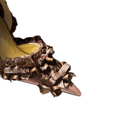 Diamante Ruffled High Heel Sandals